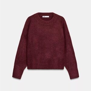 Zara Women’s Wine Crewneck Pullover Sweater